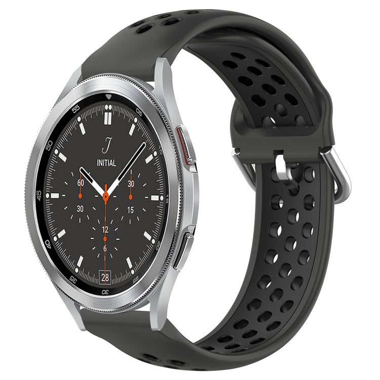 For Samsung Galaxy Watch 4 Classic 46mm 20mm Perforated Breathable Sports Silicone Watch Band(Black) - Watch Bands by buy2fix | Online Shopping UK | buy2fix