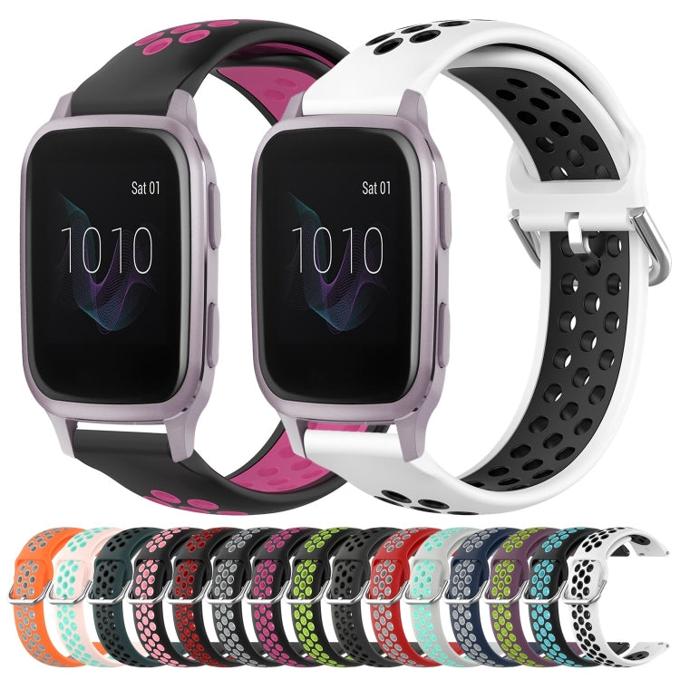 For Garmin Venu SQ 20mm Perforated Breathable Sports Silicone Watch Band(White+Black) - Watch Bands by buy2fix | Online Shopping UK | buy2fix