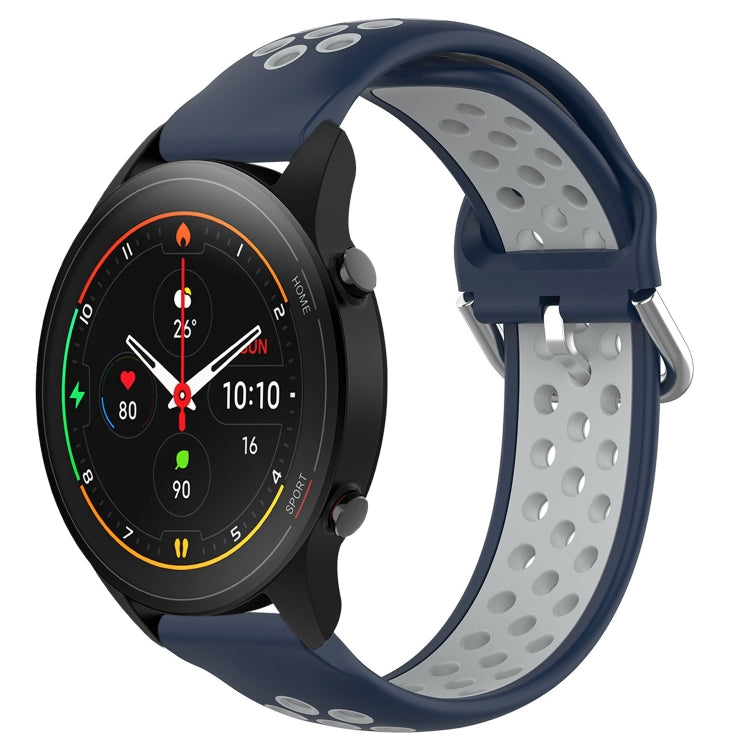 For Xiaomi MI Watch S1 Pro 22mm Perforated Breathable Sports Silicone Watch Band(Midnight Blue+Gray) - Watch Bands by buy2fix | Online Shopping UK | buy2fix