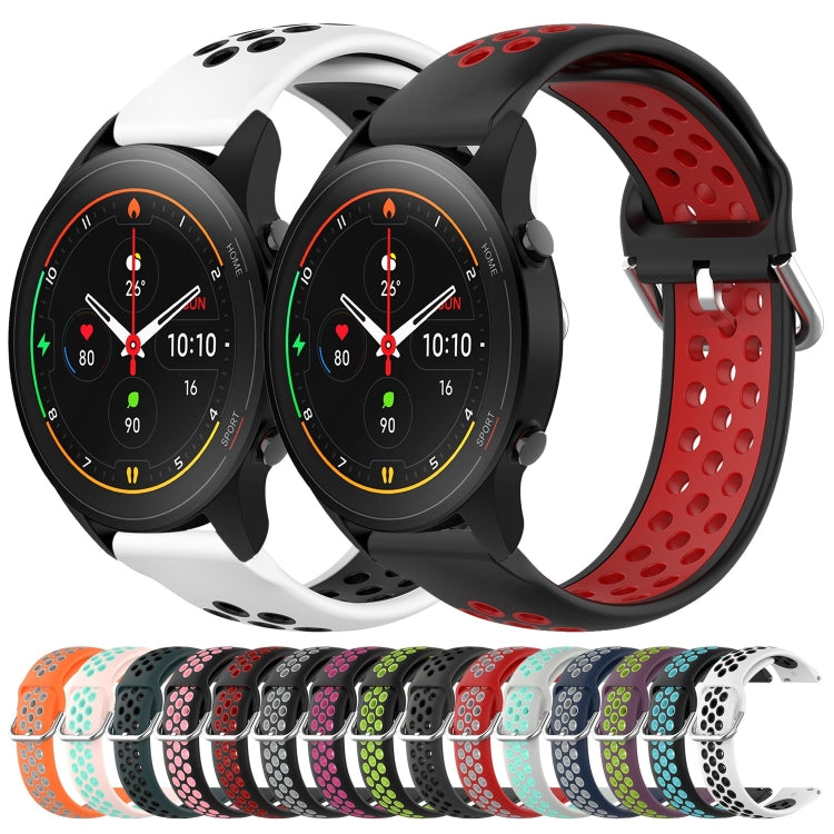 For Xiaomi MI Watch S1 Pro 22mm Perforated Breathable Sports Silicone Watch Band(Midnight Blue+Gray) - Watch Bands by buy2fix | Online Shopping UK | buy2fix