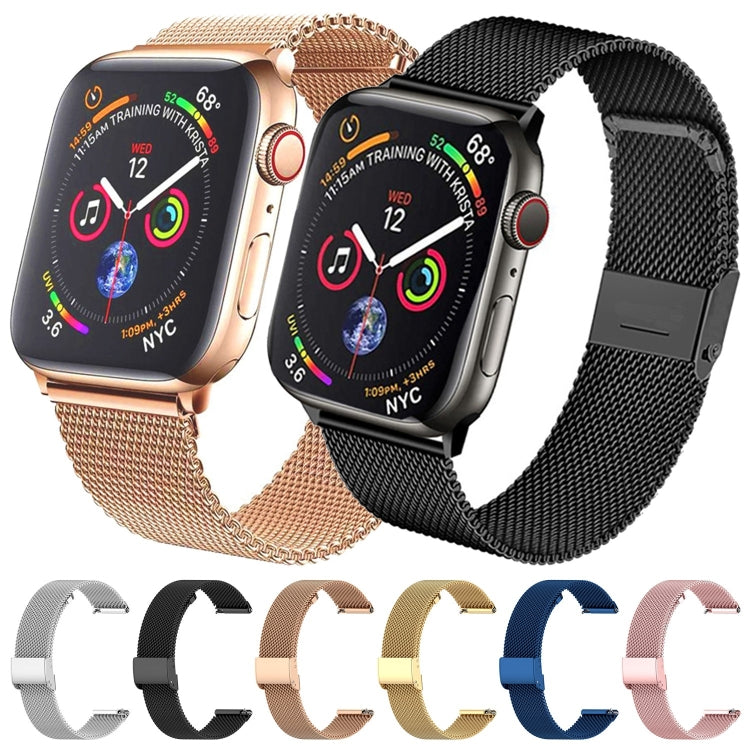Milan Metal Steel Mesh Integrated Buckle Watch Band For Apple Watch Series 8&7 41mm(Black) - Watch Bands by buy2fix | Online Shopping UK | buy2fix