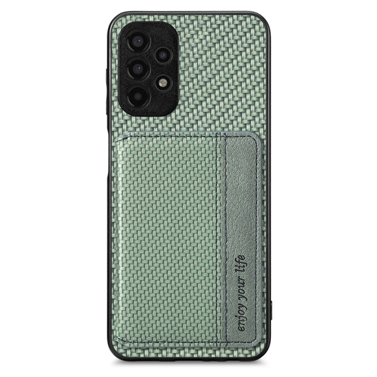 For Samsung Galaxy A13 4G Carbon Fiber Magnetic Card Wallet Bag Phone Case(Green) by buy2fix