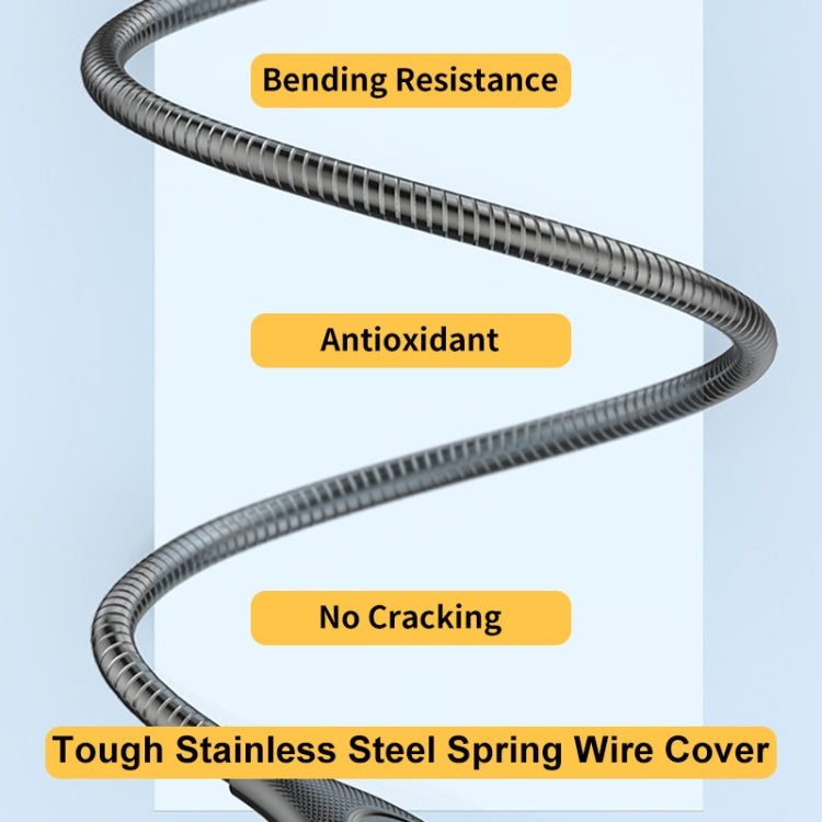 ENKAY ENK-CB128 PD 27W Type-C to 8 Pin Carbon Steel Hose Spring Fast Charging Data Cable, Length:2m(Silver) - 2 in 1 Cable by ENKAY | Online Shopping UK | buy2fix