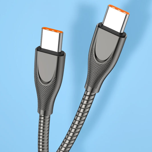 ENKAY ENK-CB129 PD 65W Type-C to Type-C Carbon Steel Hose Spring Fast Charging Data Cable, Length 1m(Black) by ENKAY