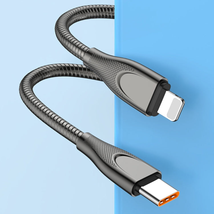 ENKAY ENK-CB131 USB to 8 Pin Carbon Steel Hose Spring 2.4A Fast Charging Data Cable, Length:1m(Black) by ENKAY