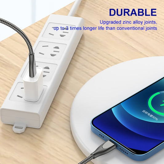 ENKAY ENK-CB131 USB to 8 Pin Carbon Steel Hose Spring 2.4A Fast Charging Data Cable, Length:2m(Black) by ENKAY