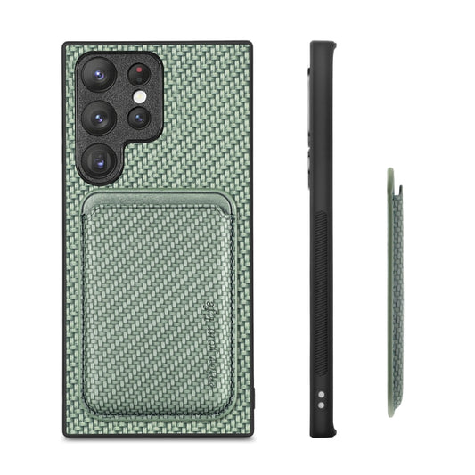 For Samsung Galaxy S22+ 5G Carbon Fiber Leather Card Magsafe Magnetic Phone Case(Green) by buy2fix