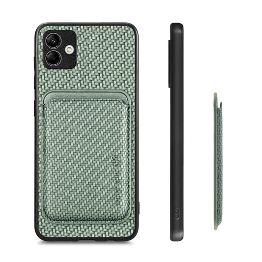 For Samsung Galaxy A04 4G Carbon Fiber Leather Card Magsafe Magnetic Phone Case(Green) by buy2fix