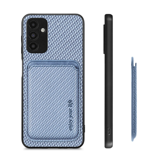 For Samsung Galaxy A13 5G Carbon Fiber Leather Card Magsafe Magnetic Phone Case(Blue) by buy2fix