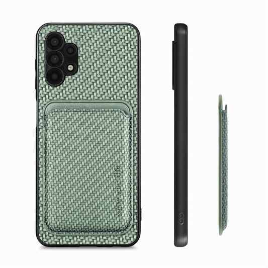 For Samsung Galaxy A32 5G Carbon Fiber Leather Card Magsafe Magnetic Phone Case(Green) by buy2fix