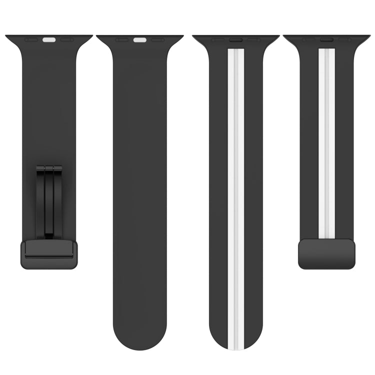 Magnetic Clasp Two-Color Silicone Watch Band For Apple Watch Ultra 49mm(Midnight Blue + Black) by buy2fix
