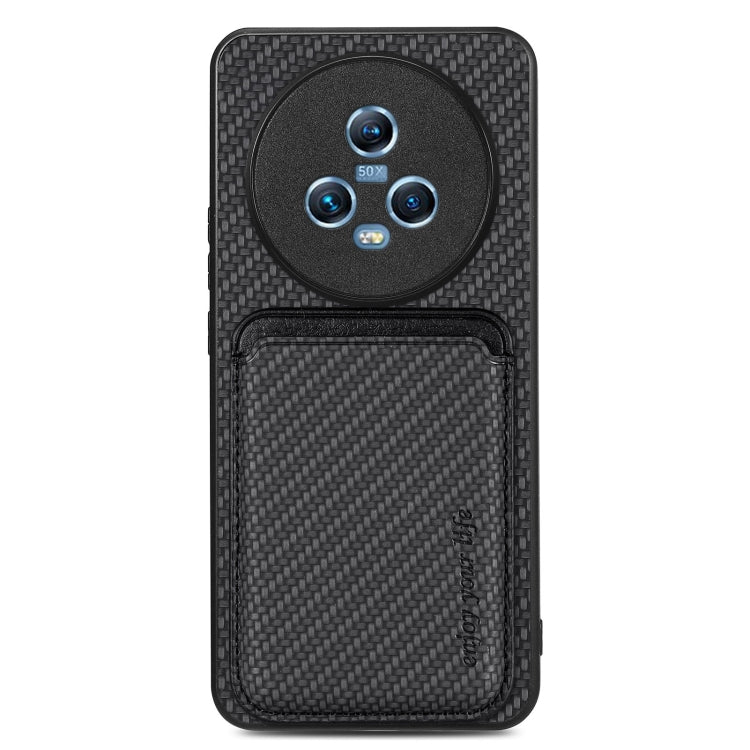 For Honor Magic5 Carbon Fiber Leather Card Magsafe Magnetic Phone Case(Black) - Honor Cases by buy2fix | Online Shopping UK | buy2fix
