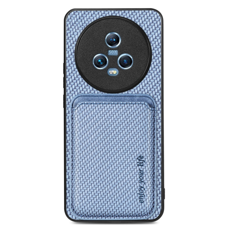 For Honor Magic5 Carbon Fiber Leather Card Magsafe Magnetic Phone Case(Blue) - Honor Cases by buy2fix | Online Shopping UK | buy2fix