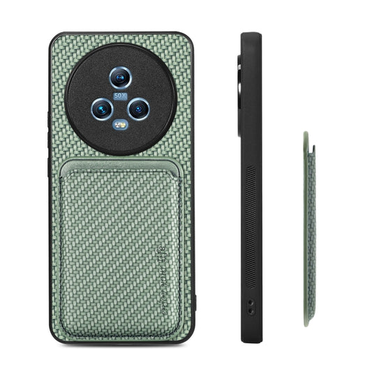 For Honor Magic5 Carbon Fiber Leather Card Magsafe Magnetic Phone Case(Green) by buy2fix