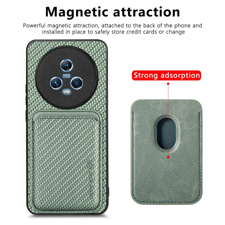For Honor Magic5 Carbon Fiber Leather Card Magsafe Magnetic Phone Case(Green) - Honor Cases by buy2fix | Online Shopping UK | buy2fix