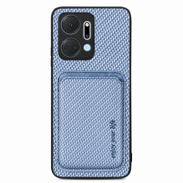For Honor X7A Carbon Fiber Leather Card Magsafe Magnetic Phone Case(Blue) - Honor Cases by buy2fix | Online Shopping UK | buy2fix