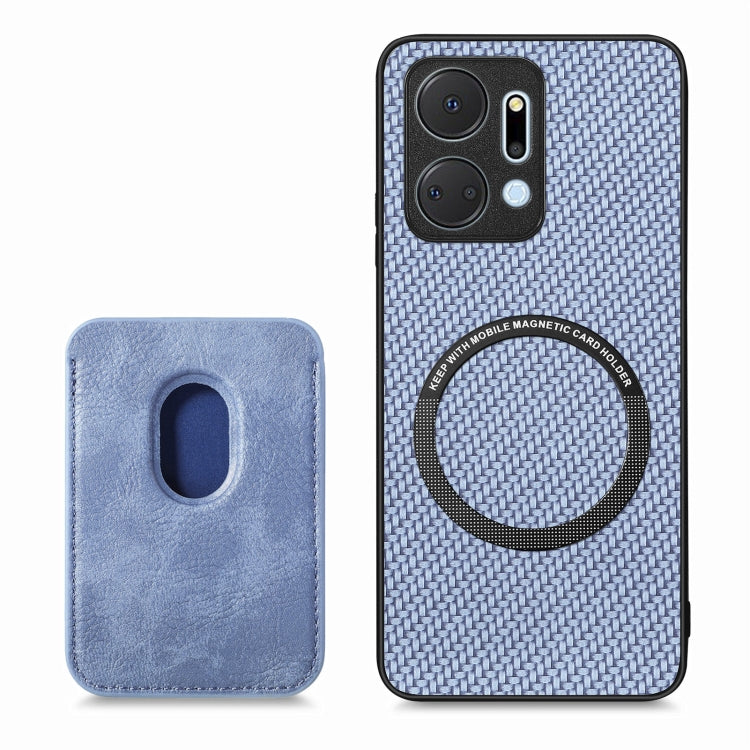 For Honor X7A Carbon Fiber Leather Card Magsafe Magnetic Phone Case(Blue) - Honor Cases by buy2fix | Online Shopping UK | buy2fix
