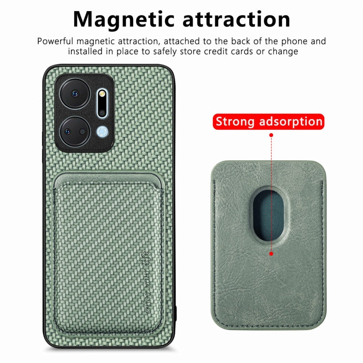 For Honor X7A Carbon Fiber Leather Card Magsafe Magnetic Phone Case(Green) - Honor Cases by buy2fix | Online Shopping UK | buy2fix