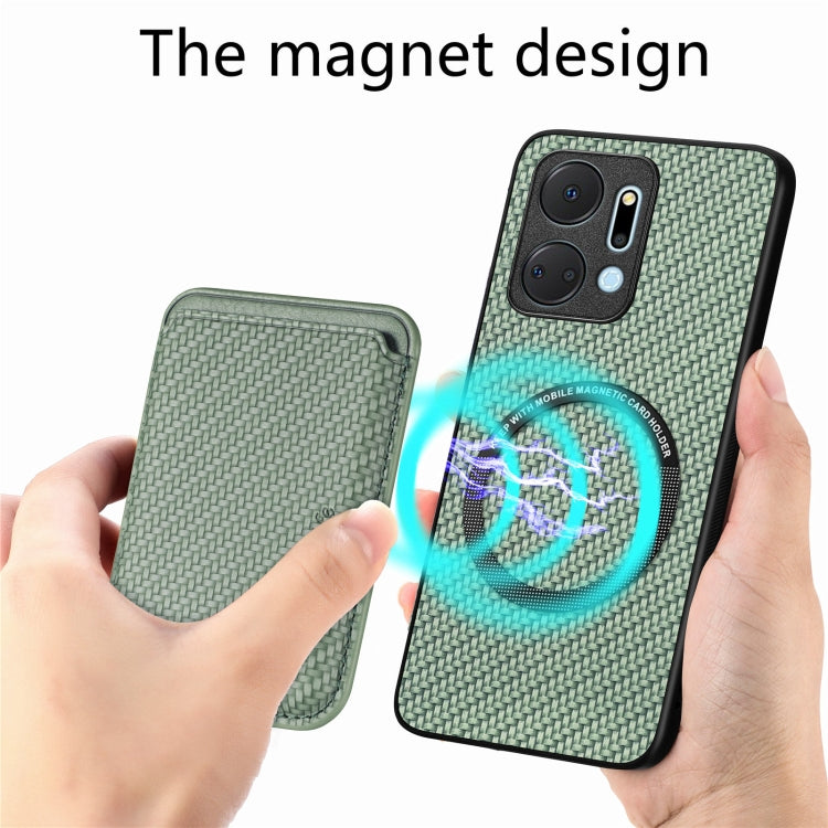For Honor X7A Carbon Fiber Leather Card Magsafe Magnetic Phone Case(Green) - Honor Cases by buy2fix | Online Shopping UK | buy2fix