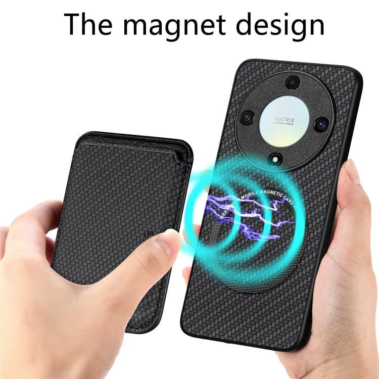 For Honor X9A Carbon Fiber Leather Card Magsafe Magnetic Phone Case(Black) - Honor Cases by buy2fix | Online Shopping UK | buy2fix