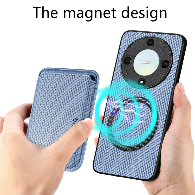 For Honor X9A Carbon Fiber Leather Card Magsafe Magnetic Phone Case(Blue) - Honor Cases by buy2fix | Online Shopping UK | buy2fix