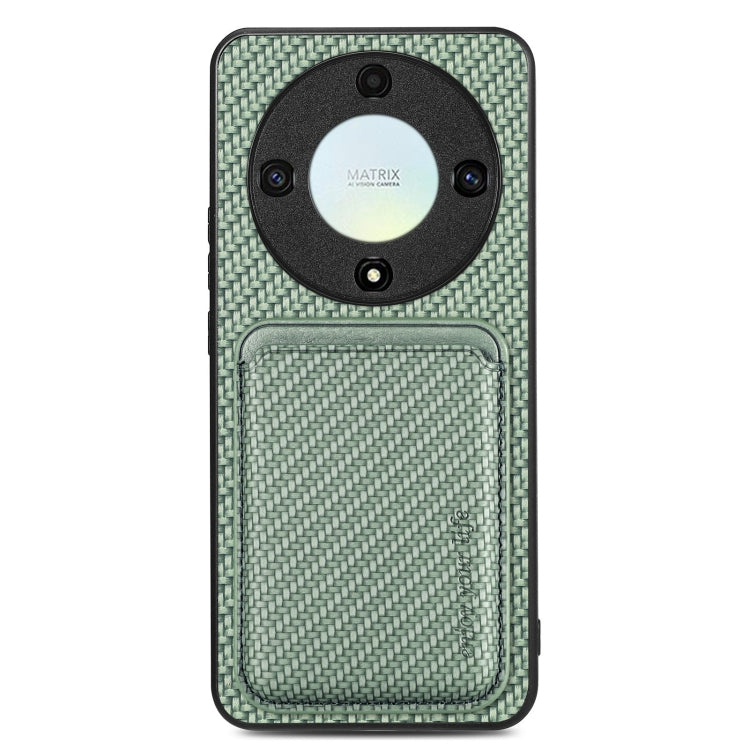 For Honor X9A Carbon Fiber Leather Card Magsafe Magnetic Phone Case(Green) - Honor Cases by buy2fix | Online Shopping UK | buy2fix