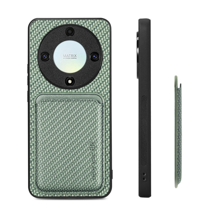 For Honor X9A Carbon Fiber Leather Card Magsafe Magnetic Phone Case(Green) - Honor Cases by buy2fix | Online Shopping UK | buy2fix