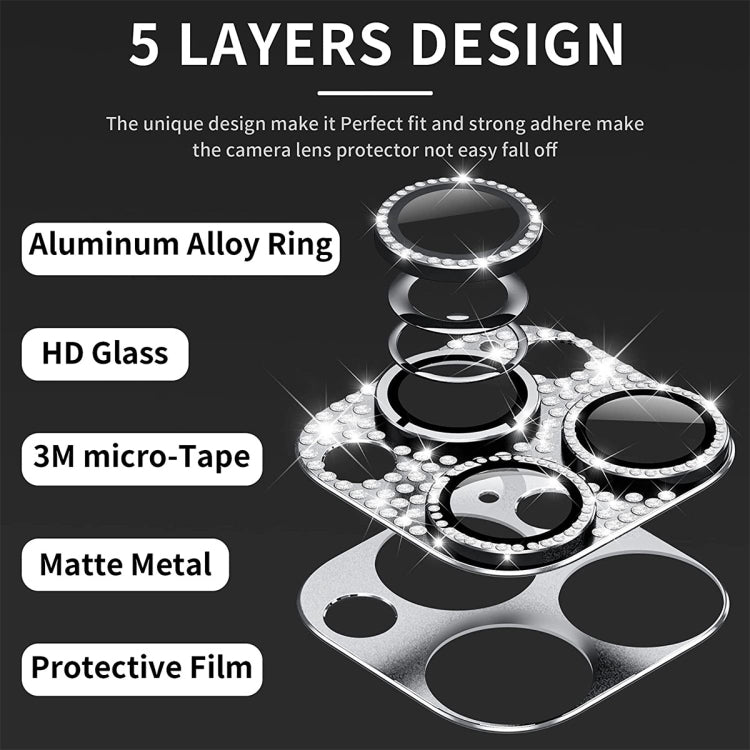 For iPhone 12 Pro ENKAY Hat-Prince Blink Diamond Camera Lens Aluminium Alloy Tempered Glass Film(Blue) - iPhone 12 / 12 Pro Tempered Glass by ENKAY | Online Shopping UK | buy2fix