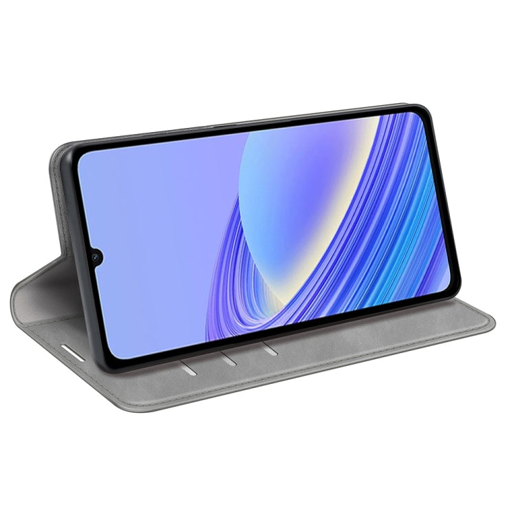 For TCL 40 SE Retro-skin Magnetic Suction Leather Phone Case(Grey) - TCL by buy2fix | Online Shopping UK | buy2fix