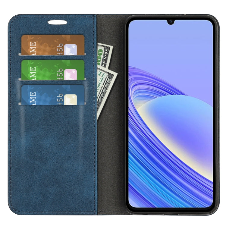 For TCL 40 SE Retro-skin Magnetic Suction Leather Phone Case(Dark Blue) - TCL by buy2fix | Online Shopping UK | buy2fix