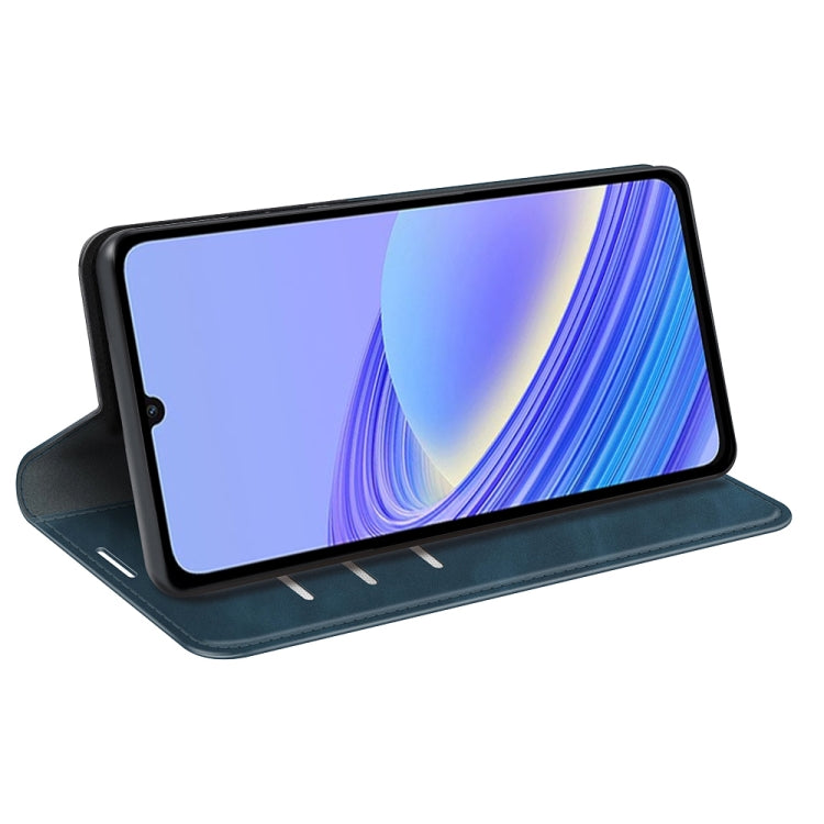 For TCL 40 SE Retro-skin Magnetic Suction Leather Phone Case(Dark Blue) - TCL by buy2fix | Online Shopping UK | buy2fix