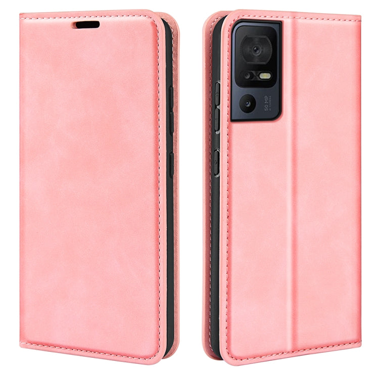 For TCL 40 SE Retro-skin Magnetic Suction Leather Phone Case(Pink) - TCL by buy2fix | Online Shopping UK | buy2fix