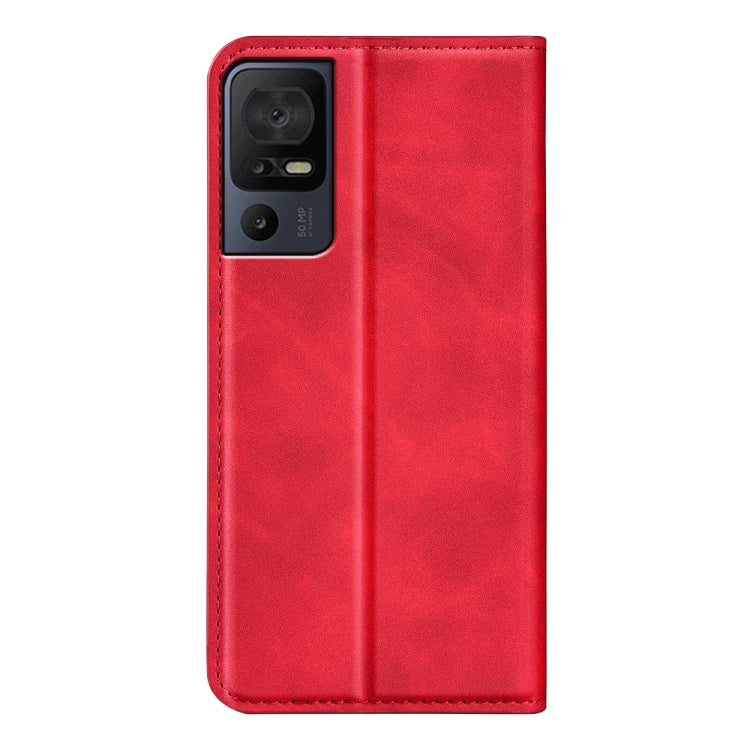 For TCL 40 SE Retro-skin Magnetic Suction Leather Phone Case(Red) - TCL by buy2fix | Online Shopping UK | buy2fix