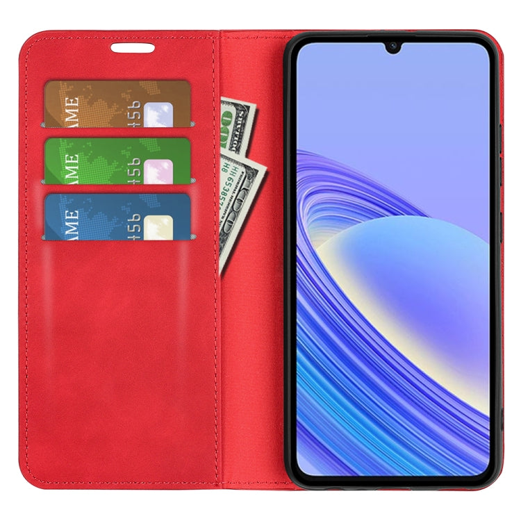 For TCL 40 SE Retro-skin Magnetic Suction Leather Phone Case(Red) - TCL by buy2fix | Online Shopping UK | buy2fix