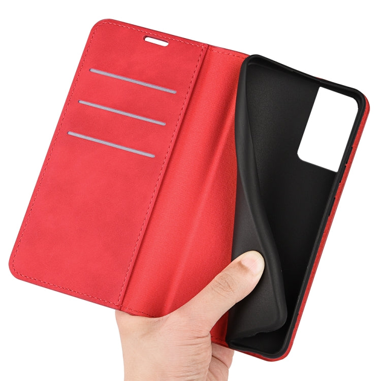 For TCL 40 SE Retro-skin Magnetic Suction Leather Phone Case(Red) - TCL by buy2fix | Online Shopping UK | buy2fix