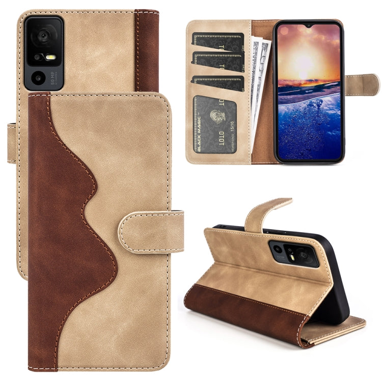 For TCL 40R Stitching Horizontal Flip Leather Phone Case(Yellow) - TCL by buy2fix | Online Shopping UK | buy2fix