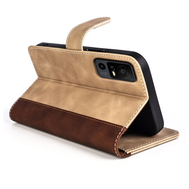 For TCL 40R Stitching Horizontal Flip Leather Phone Case(Yellow) - TCL by buy2fix | Online Shopping UK | buy2fix