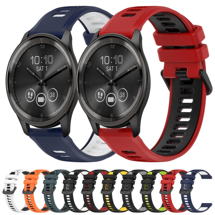 For Garmin Forerunner 55 20mm Sports Two-Color Silicone Watch Band(White+Black) - Watch Bands by buy2fix | Online Shopping UK | buy2fix