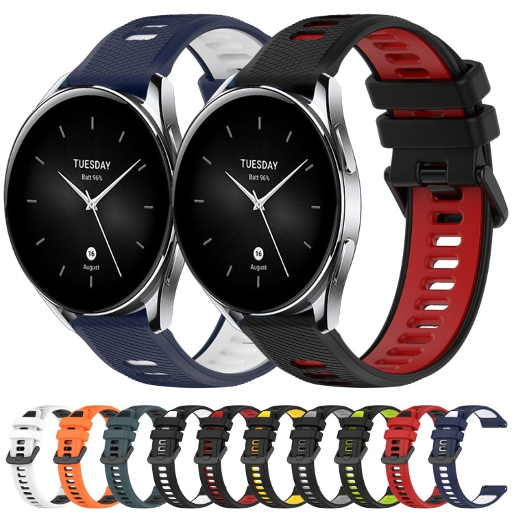For Xiaomi MI Watch S1 Pro 22mm Sports Two-Color Silicone Watch Band(Black+Grey) - Watch Bands by buy2fix | Online Shopping UK | buy2fix