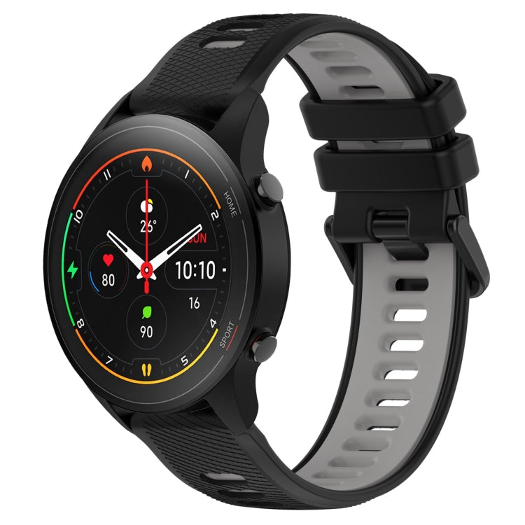 For Xiaomi MI Watch S1 Pro 22mm Sports Two-Color Silicone Watch Band(Black+Grey) - Watch Bands by buy2fix | Online Shopping UK | buy2fix