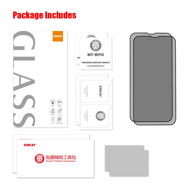 For iPhone 14 / 13 Pro / 13 2pcs ENKAY Hat-Prince 25 Degree Privacy 8K UHD AGC Tempered Glass Film - iPhone 14 Tempered Glass by ENKAY | Online Shopping UK | buy2fix