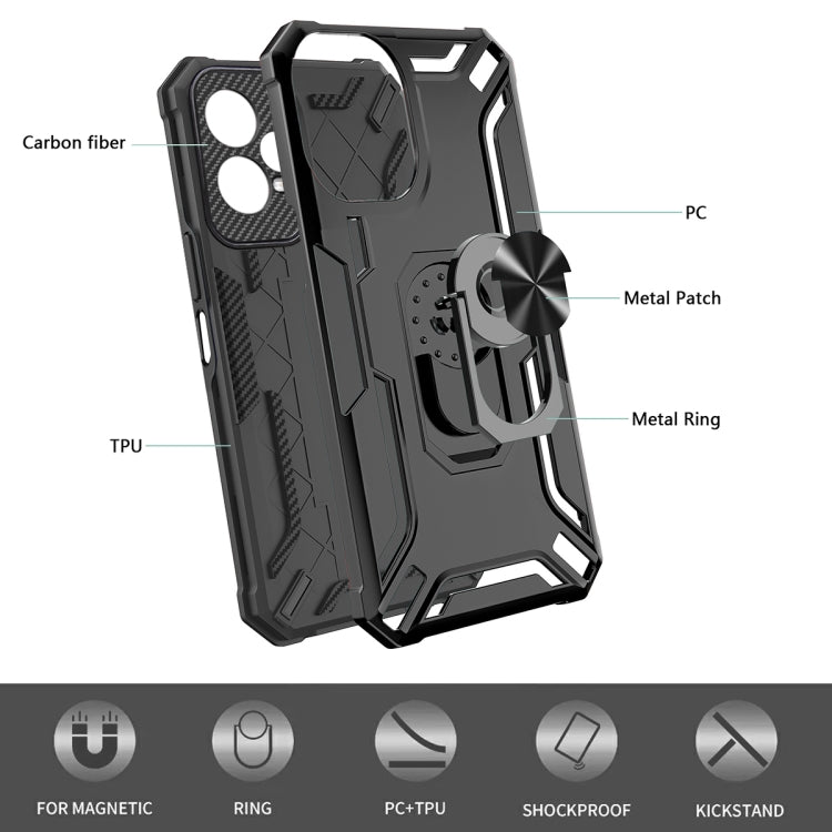 For Redmi Note 12 Pro 5G Global / Poco X5 Pro Warship Armor 2 in 1 Shockproof Phone Case(Black) - Xiaomi Cases by buy2fix | Online Shopping UK | buy2fix