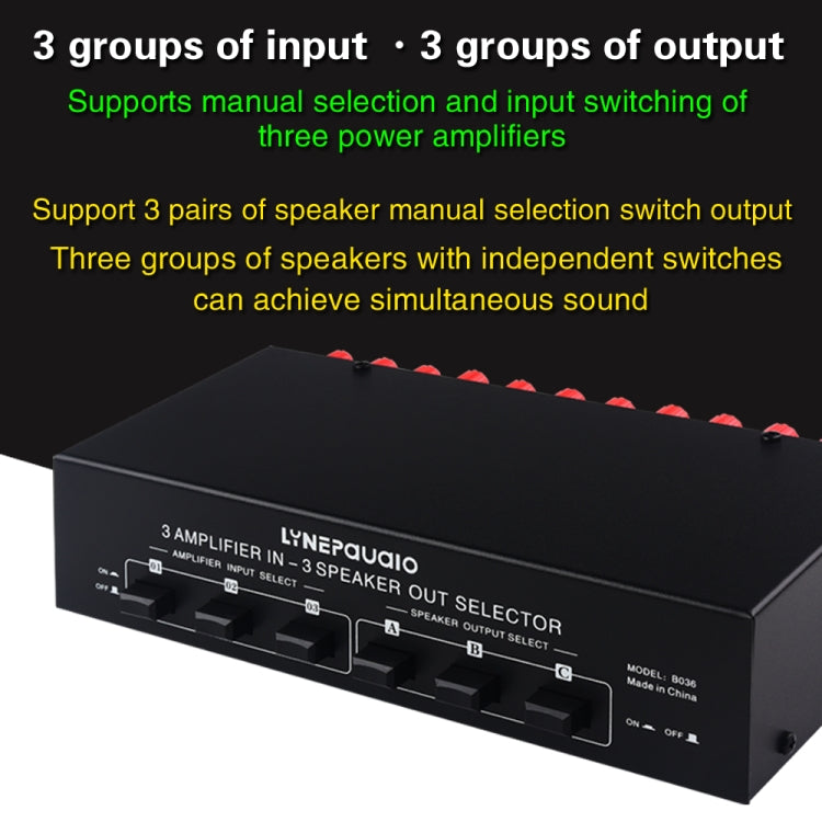 B036 3 Input 3 Output Power Amplifier And Speaker Switcher Speaker Switch Splitter Comparator - by buy2fix | Online Shopping UK | buy2fix