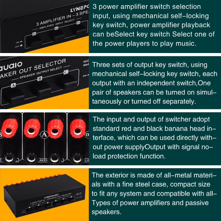B036 3 Input 3 Output Power Amplifier And Speaker Switcher Speaker Switch Splitter Comparator - by buy2fix | Online Shopping UK | buy2fix