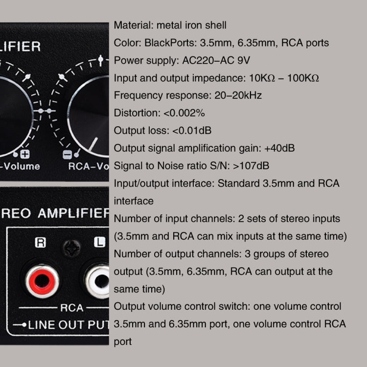 B022 Pre-Stereo Signal Amplifier Volume Booster Headphones Active Speaker Preamp Audio Amplifier - by buy2fix | Online Shopping UK | buy2fix