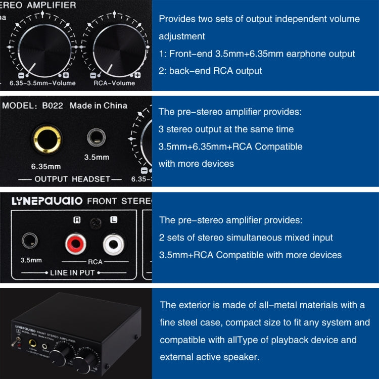 B022 Pre-Stereo Signal Amplifier Volume Booster Headphones Active Speaker Preamp Audio Amplifier - by buy2fix | Online Shopping UK | buy2fix