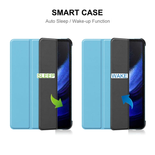 For Xiaomi Pad 6 / Pad 6 Pro ENKAY Tri-fold Custer Texture Leather Stand Smart Case(Dark Blue) by ENKAY