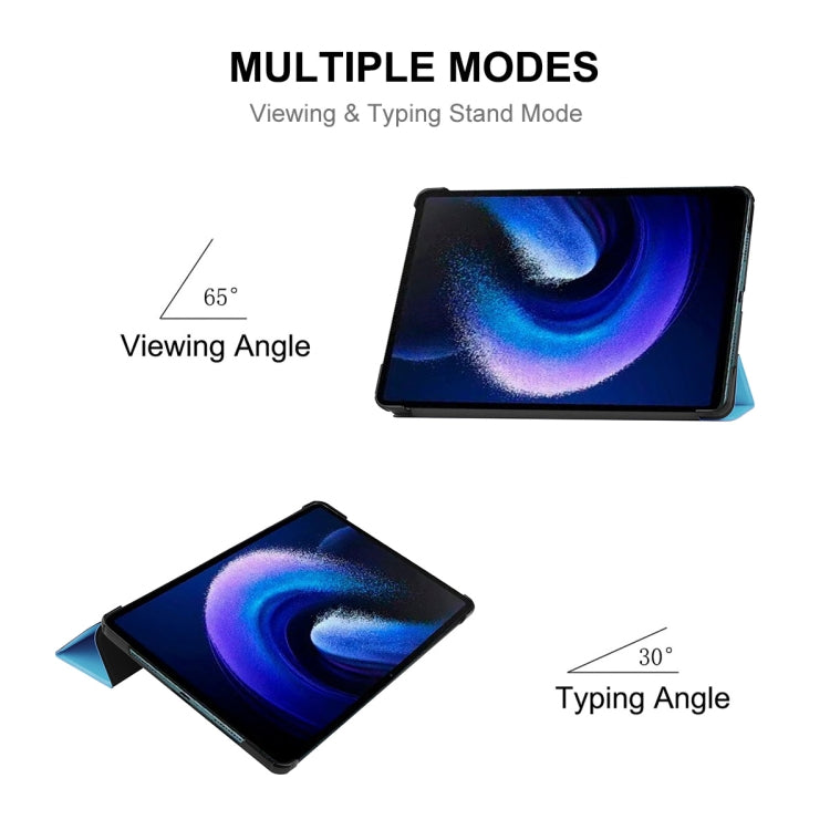 For Xiaomi Pad 6 / Pad 6 Pro ENKAY Tri-fold Custer Texture Leather Stand Smart Case(Black) - More Tablet Cases by ENKAY | Online Shopping UK | buy2fix