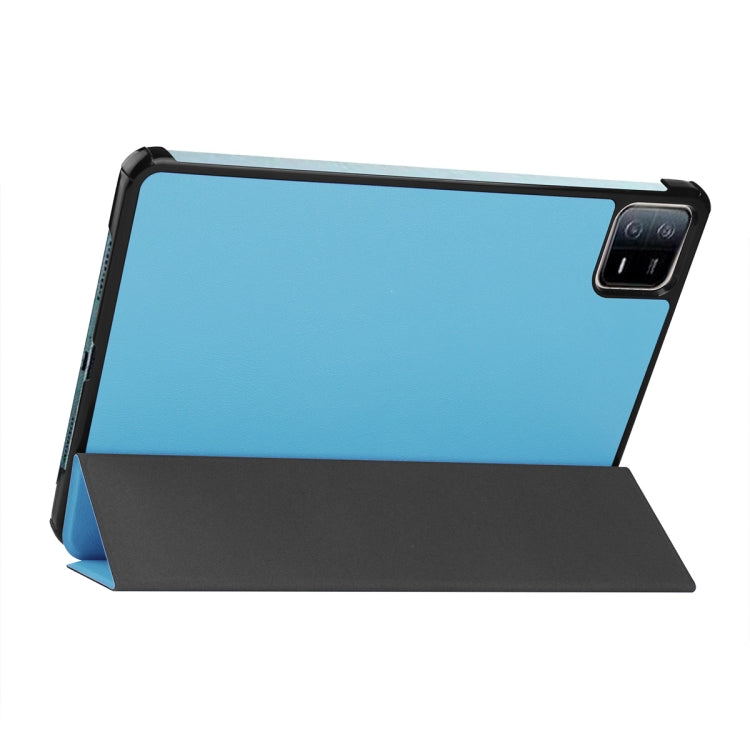 For Xiaomi Pad 6 / Pad 6 Pro ENKAY Tri-fold Custer Texture Leather Stand Smart Case(Light Blue) - More Tablet Cases by ENKAY | Online Shopping UK | buy2fix