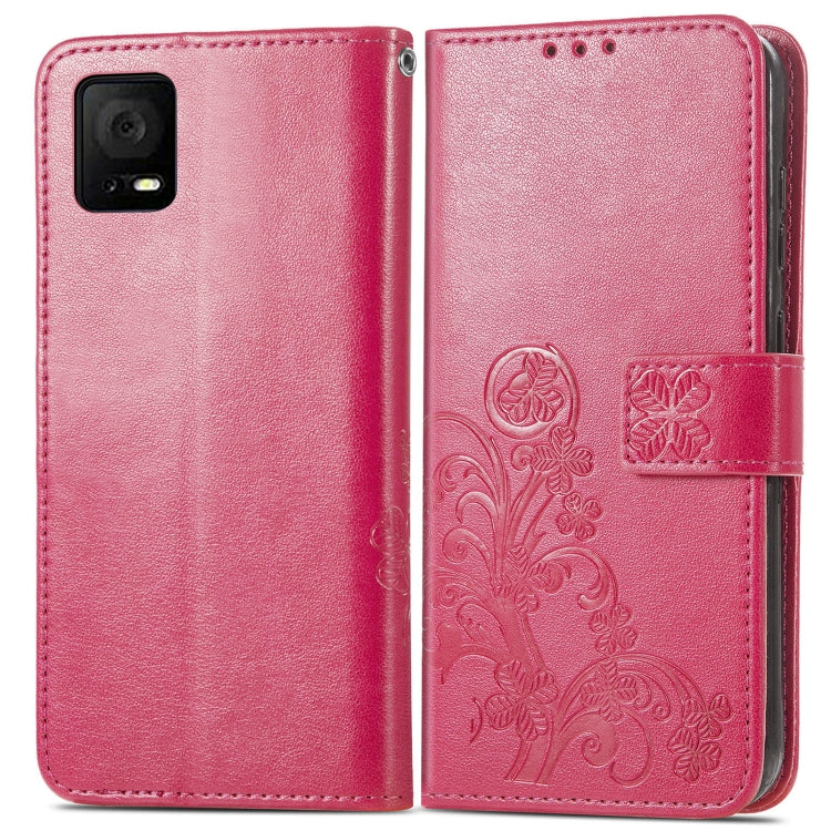 For TCL 405 Four-leaf Clasp Embossed Buckle Leather Phone Case(Rose) - TCL by buy2fix | Online Shopping UK | buy2fix